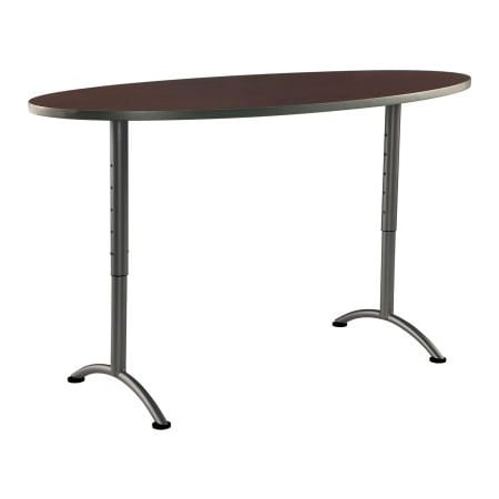 Iceberg ARC Oval Adjustable Height Sit-to-Stand Table, Grey Walnut Top, 36 in W x 72 in L 69624